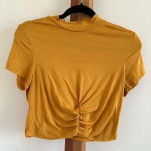 Blue Rain Mustard Ruched Crew Neck Crop Top